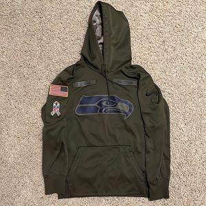 Men’s Seattle Seahawks Nike Olive Salute to Service Sideline Therma Hoodie